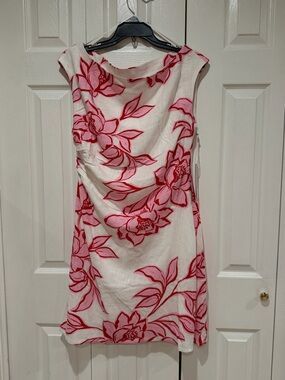 Element White Mini Dress with Red and Pink Floral Print